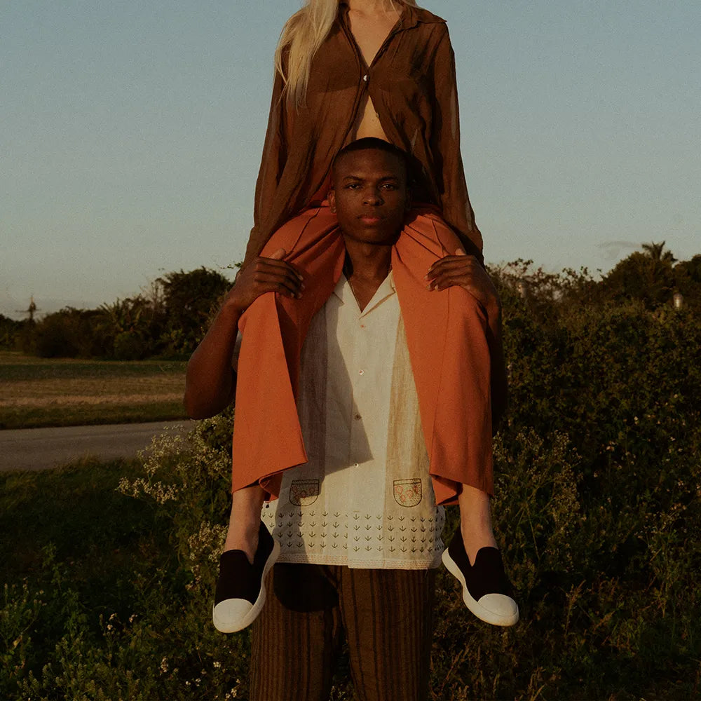 Women's AlpaKnit Slip-On Navy & Off White - Juntos